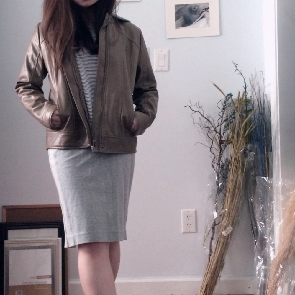 [SOLD]Modcloth Faux Leather Brown Hoodie Jacket XS